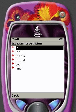 Class Browser lists the class hiearchy
    within javax.microedition